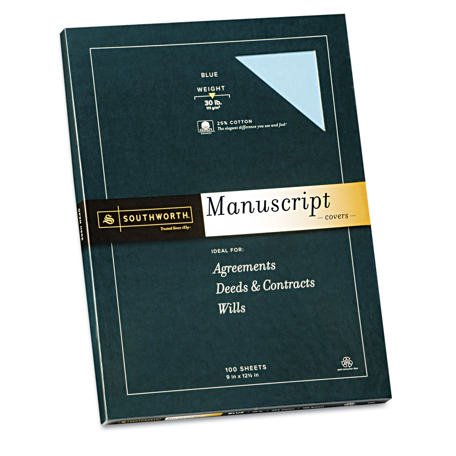 Southworth Manuscript Covers - 12 1/2" x 9" Sheet - Blue - 100 / Box