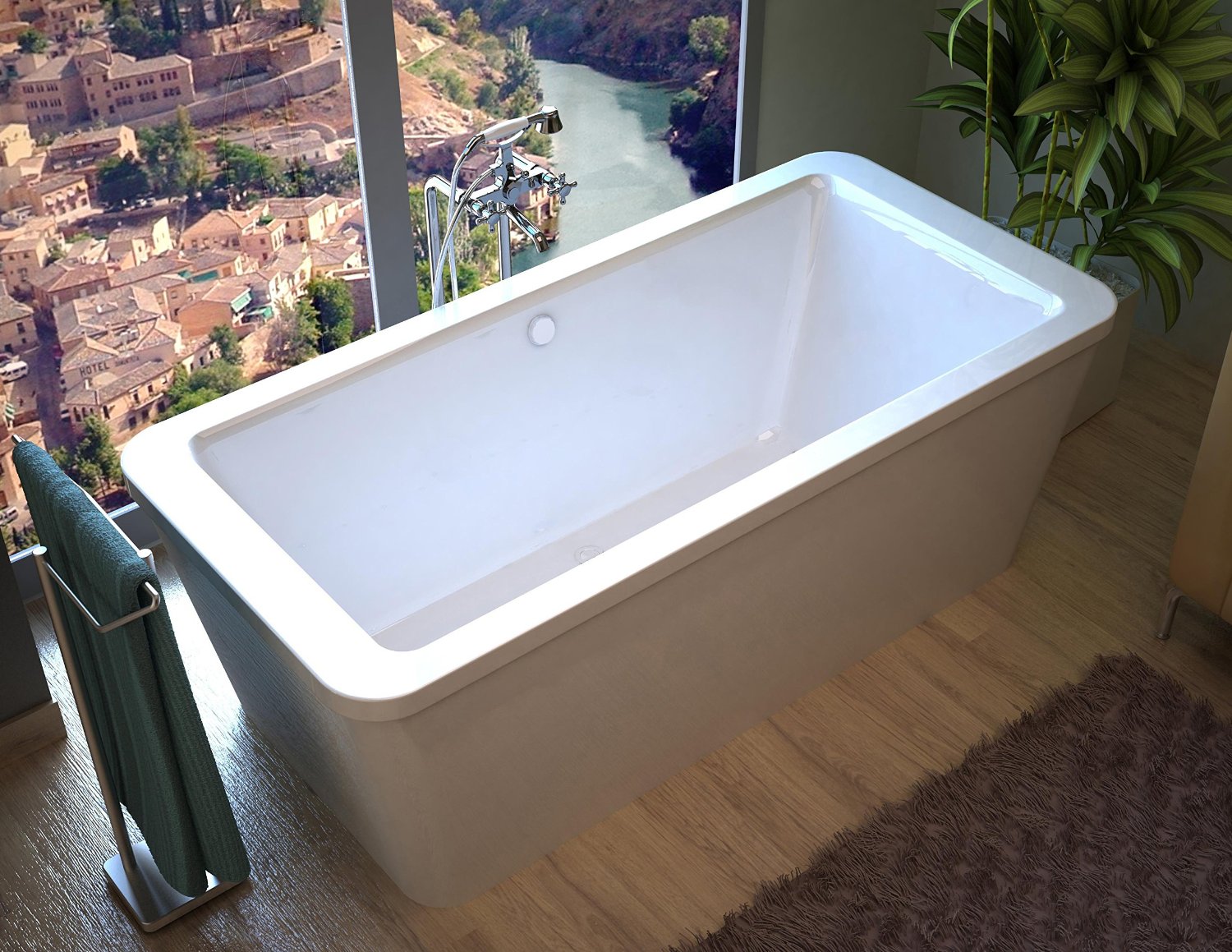 Aquilia 34 x 67 x 22 in. Rectangular Freestanding Soaker Bathtub