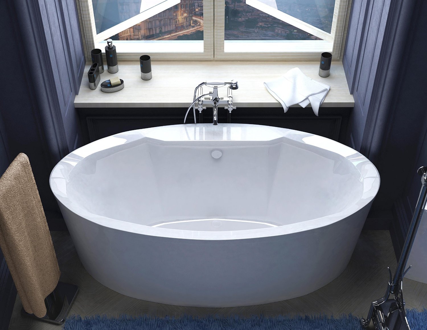 Sole 34 x 68 x 23 in. Oval Freestanding Soaker Bathtub