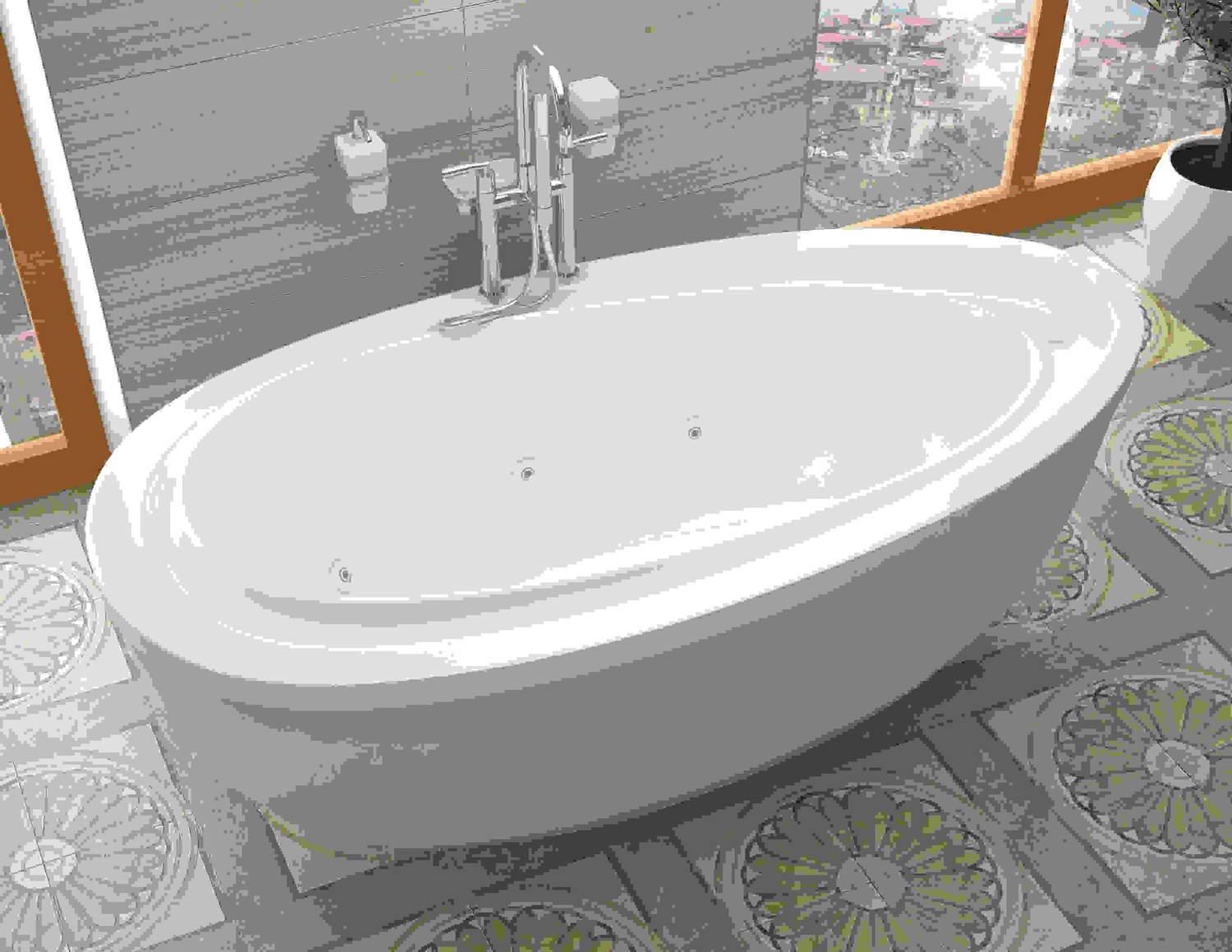 Tullia 38 x 71 x 20 in. Oval Freestanding Whirlpool Jetted Bathtub