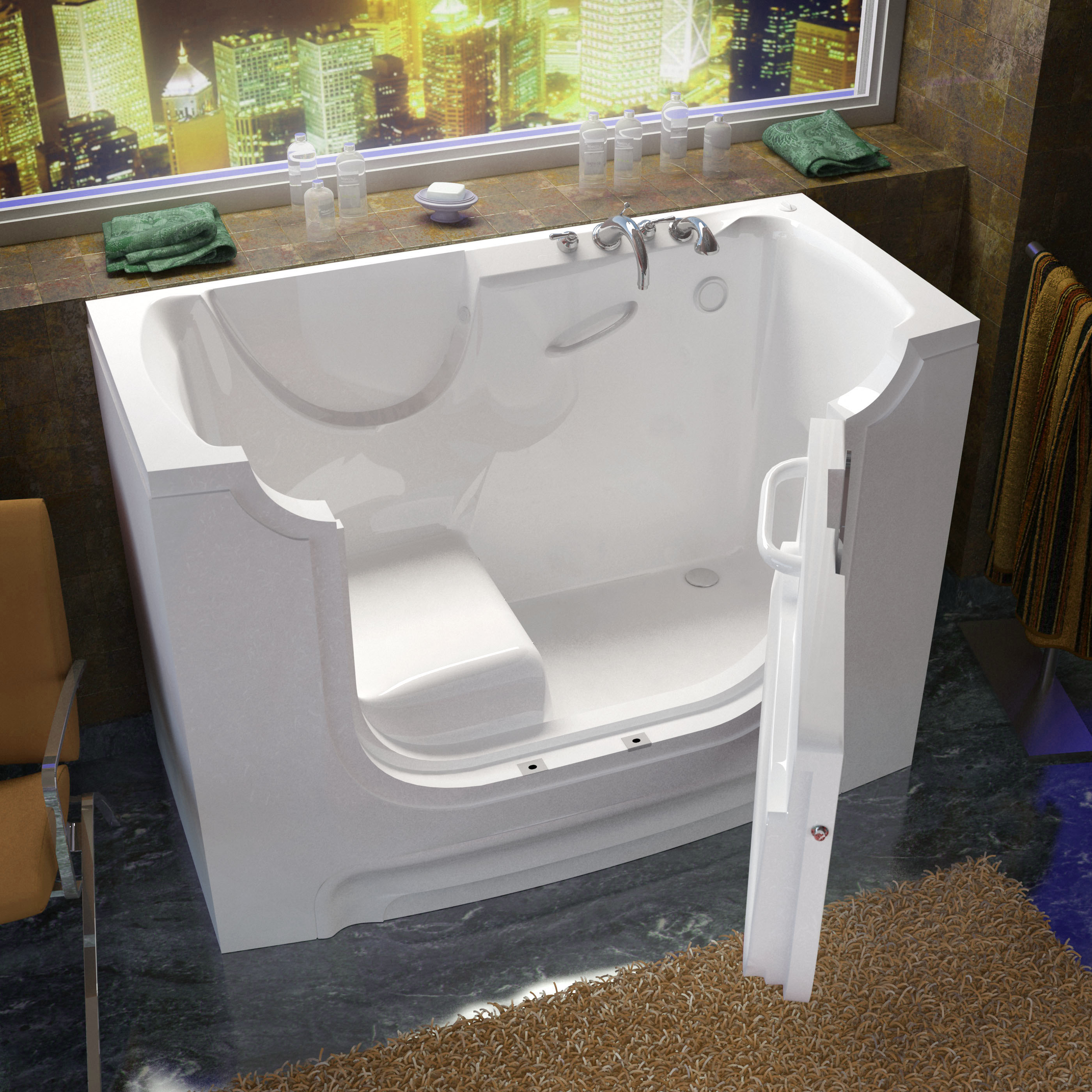 30x60 Right Drain White Soaking Wheelchair Accessible Walk-In Bathtub