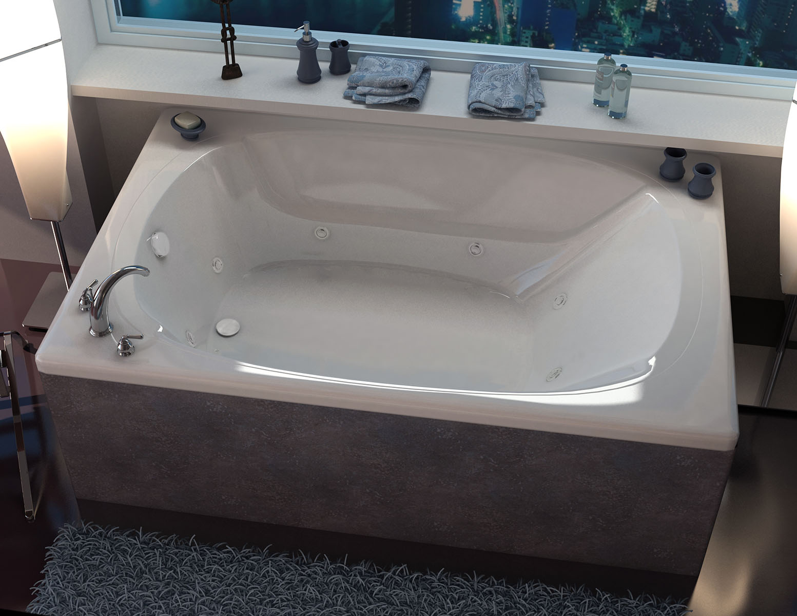 Aqui 48 x 72 Rectangular Whirlpool Jetted Bathtub- Biscuit Special Order