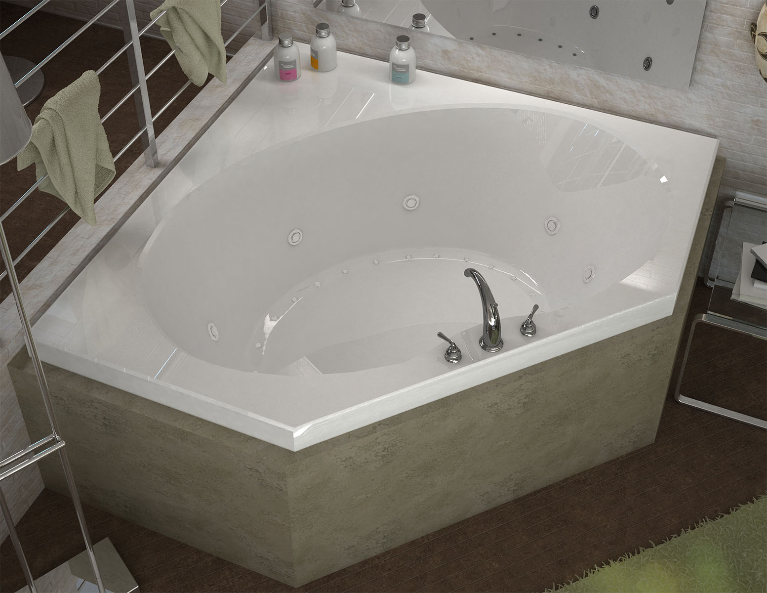 Luna 60 x 60 Corner Air & Whirlpool Jetted Bathtub