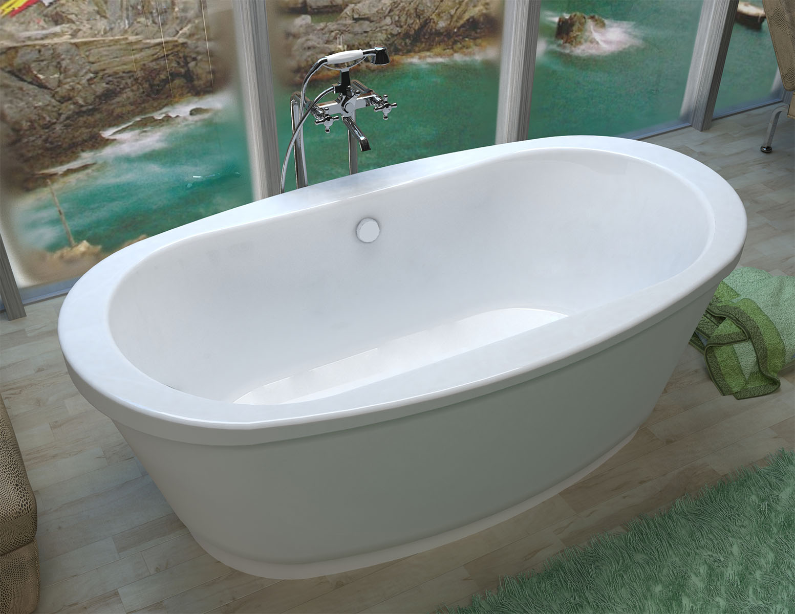 Ardea 36 in. by 66 in. Freestanding Tub, Center Drain