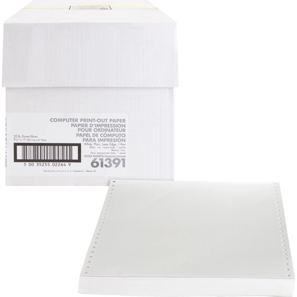 Sparco Perforated Blank Computer Paper - 8 1/2" x 11" - 20 lb Basis Weight - 255 / Carton - Perforated