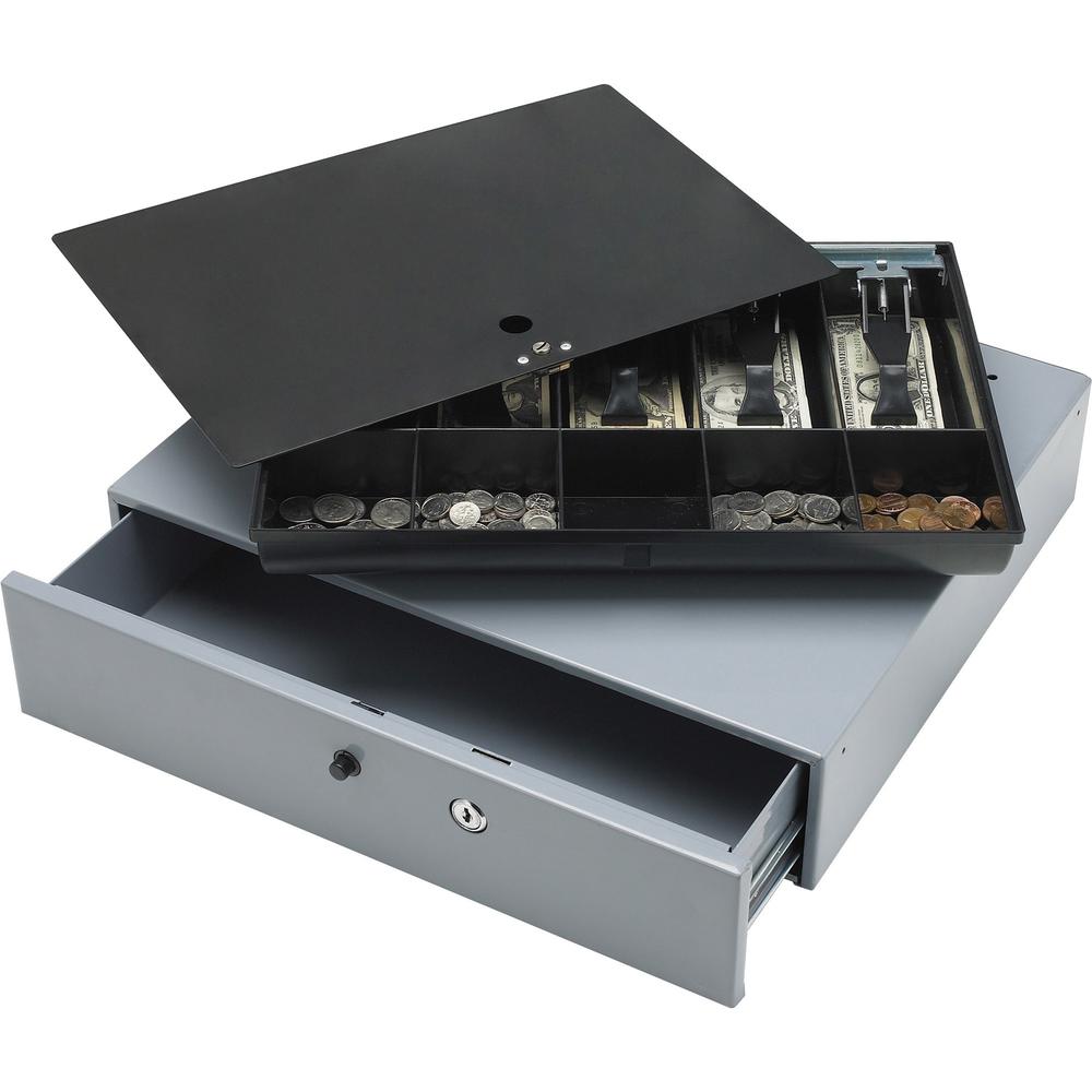 Sparco Removable Tray Cash Drawer - Gray - 3.8" Height x 17.8" Width x 15.8" Depth