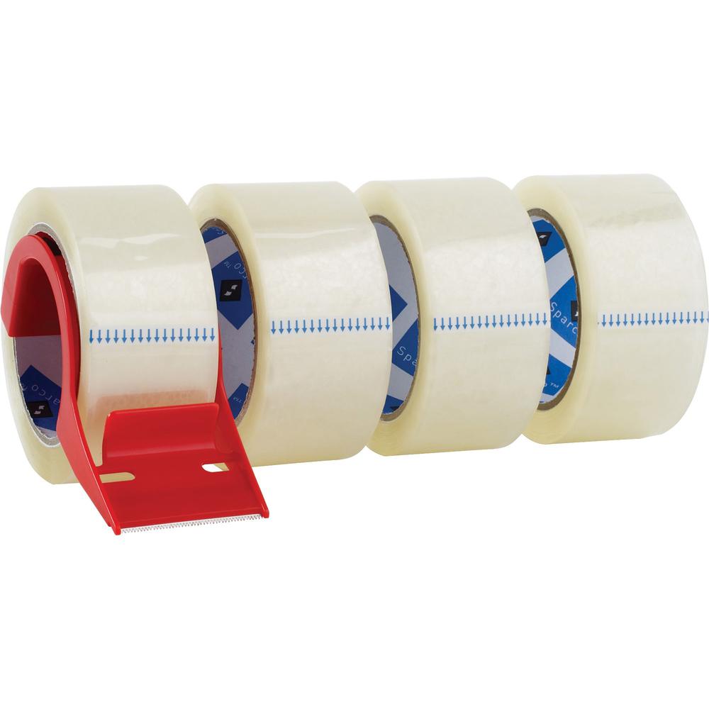 Sparco Heavy-duty Packaging Tape with Dispenser - 55 yd Length x 2" Width - 3" Core - 3 mil - Acrylic Backing - Dispenser Includ