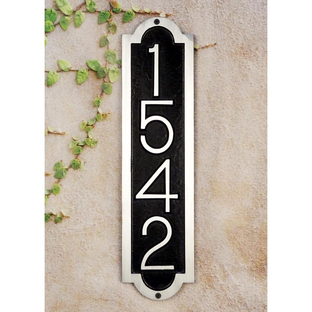 Hampton Cast Aluminum Address Plaque with Brushed Aluminum Numbers - Times Font