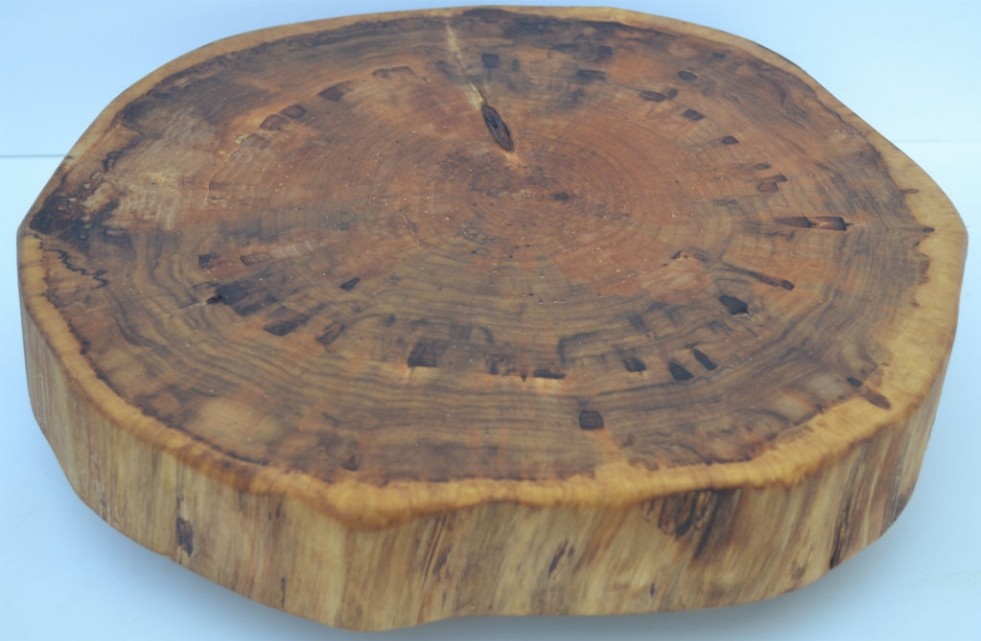 Rustic Lazy Susan Hand Crafted with Log Slices No Bark Turn Table - 16 1/2" to 18"
