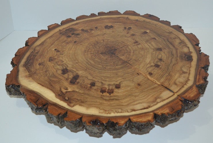 Rustic Lazy Susan Hand Crafted with Log Slices with Bark Turn Table - 14 1/2" to 16"