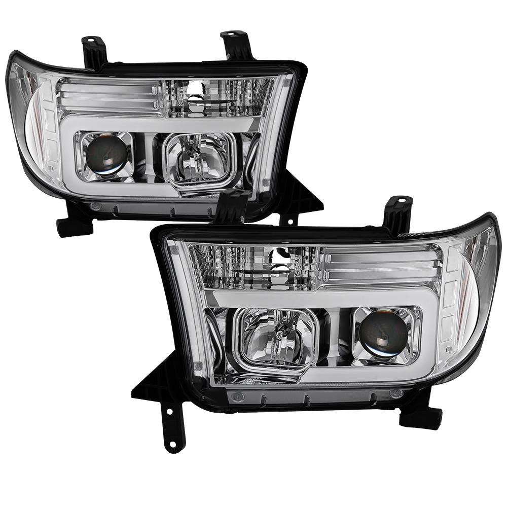 07-13 TUNDRA/08-13 SEQUOIA VERSION 2 PROJECTOR HEADLIGHTS-LIGHT BAR DRL-CHROME