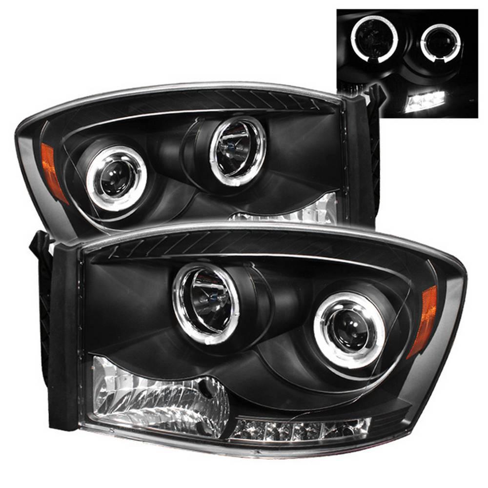 06-08 RAM 1500/06-09 RAM 2500/3500 PROJECTOR HEADLIGHTS-LED HALO-LED DRIVE/PASS