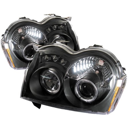 05-07 GRAND CHEROKEE PROJECTOR HEADLIGHTS-LED HALO-LED ( REPLACEABLE LEDS )-BLAC