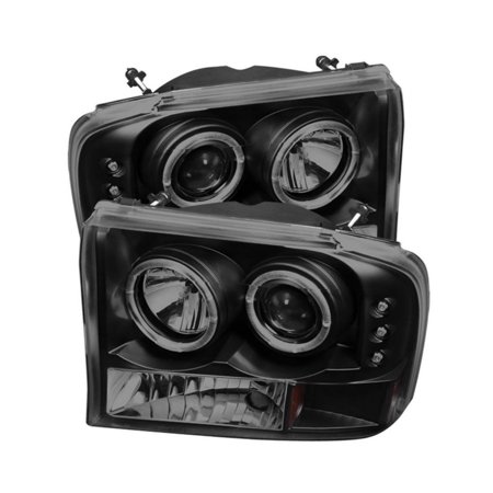 99-04 F250 SD/00-04 EXCURSION 1PC PROJECTOR HEADLIGHTS-VERSION 2-LED HALO -