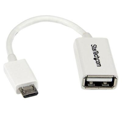 5" White Micro USB OTG Cable