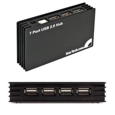 7 Port Black USB 2.0 Hub TAA