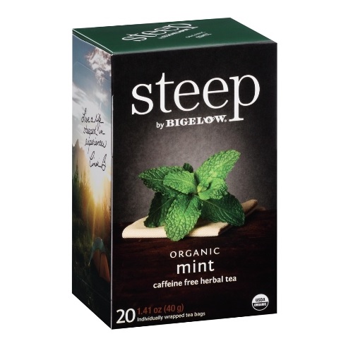 Bigelow Steep Organic Mint Herbal Tea Caffeine Free (6x20 BAG )