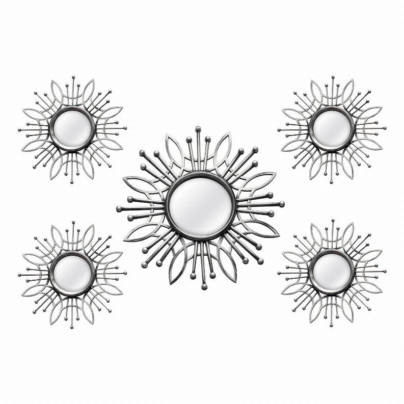 Stratton Home Decor 5 Piece Silver Burst Wall Mirror