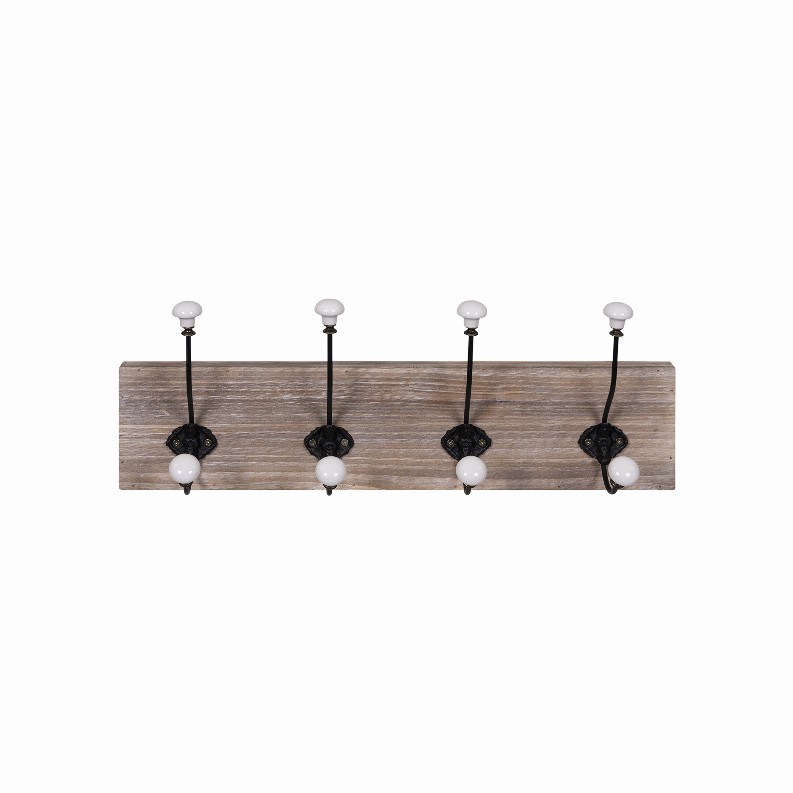 Stratton Home Decor Farmhouse Wall Hooks with Ceramic Knobs