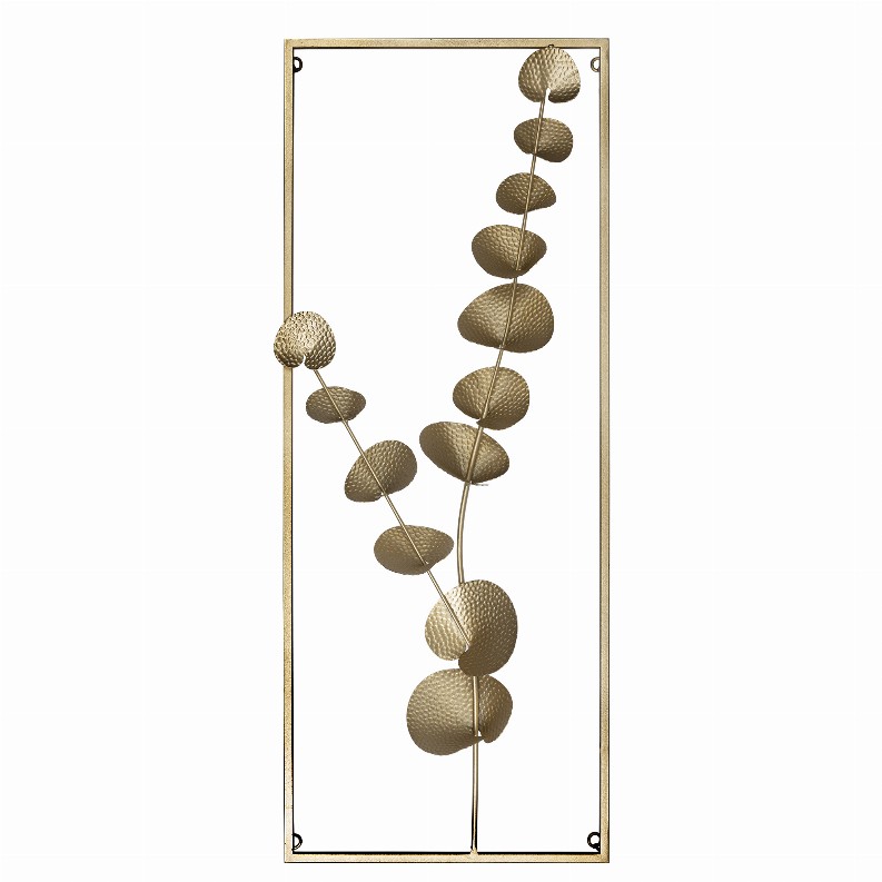 Stratton Home Decor Modern Gold Eucalyptus Panel Wall Decor