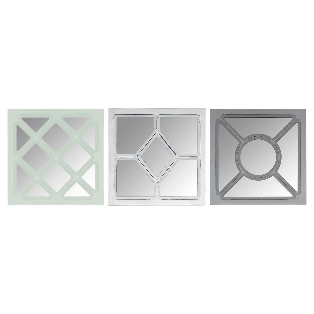 Stratton Home Decor Set of 3 Tri-color Square Wall Mirrors