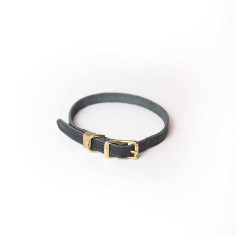 Full Grain Leather Dog Collar Milled Black