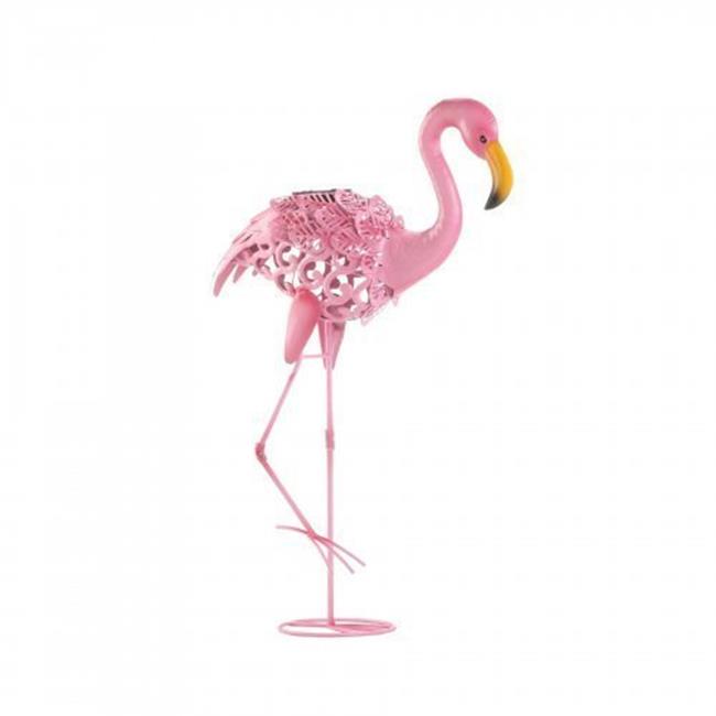 Leaning Solar Flamingo Statue