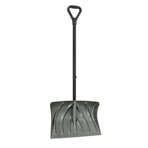 20IN COMBO SNOW SHOVEL & PUSHER W/WEAR STRIP METALLIC GRAY