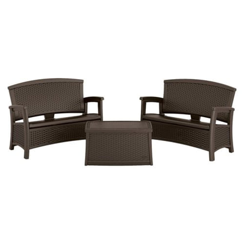 3 Piece Essentials Loveseat Patio Set - Java