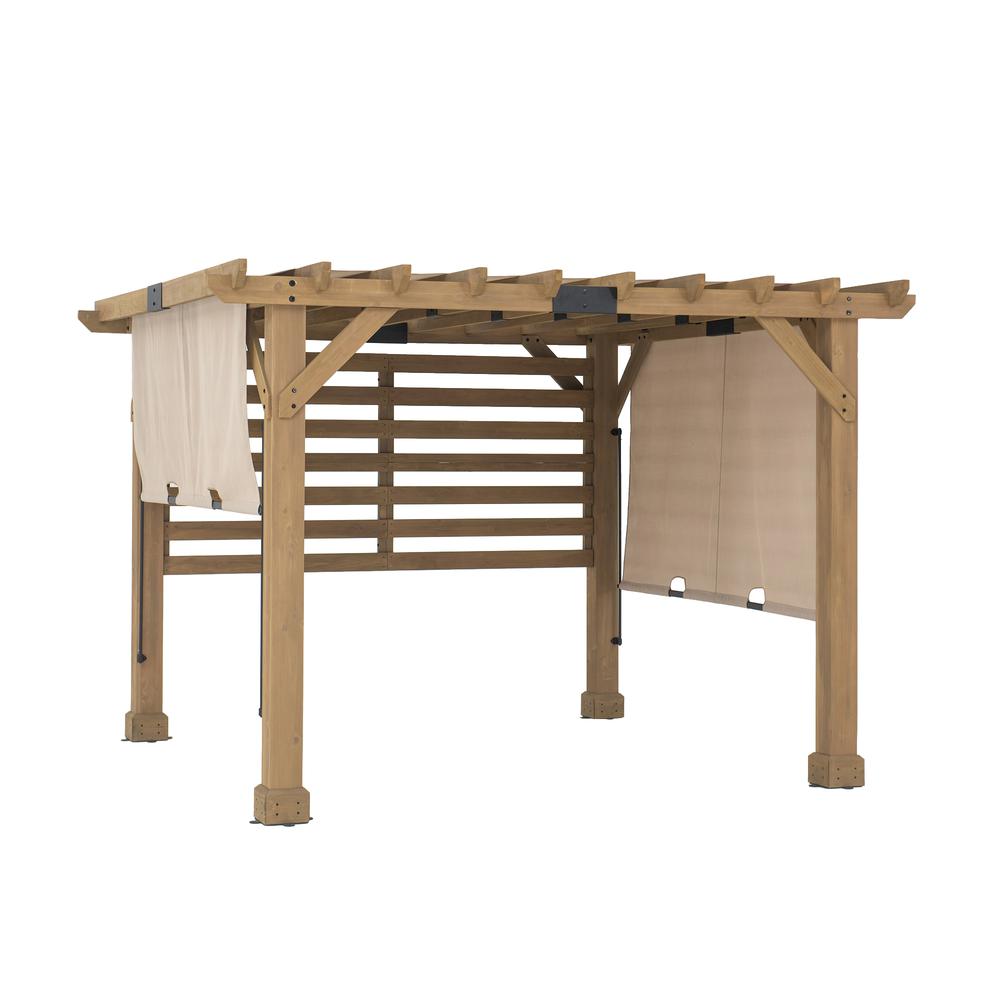 Sunjoy SummerCove 10 ft. x 11 ft. Cedar Wood Framed Hot Tub Pergola with Adjustable Canopy