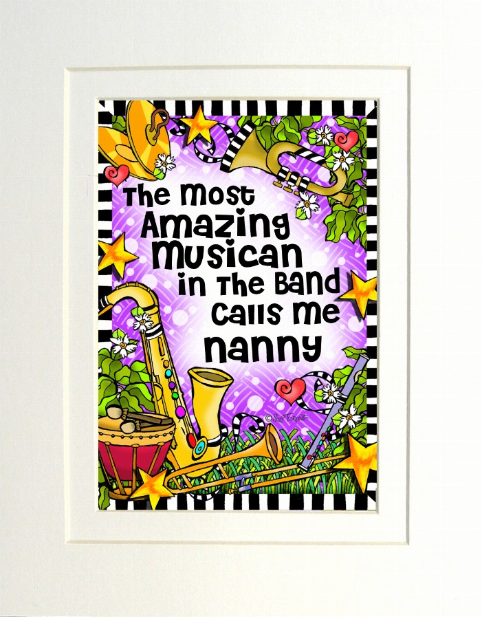 Band Mom/Grandma Themed Gifty Art - 8" x 10"WhiteBand-NANNY (SFM)