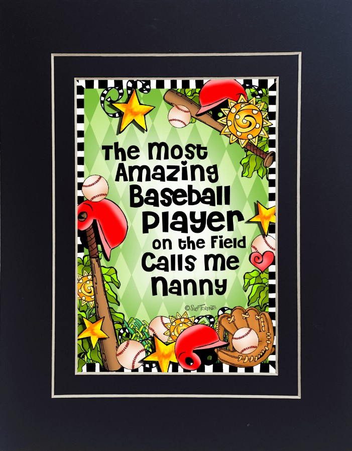 Baseball Mom/Grandma Themed Gifty Art - 8" x 10"BlackBaseball-NANNY (SFM)