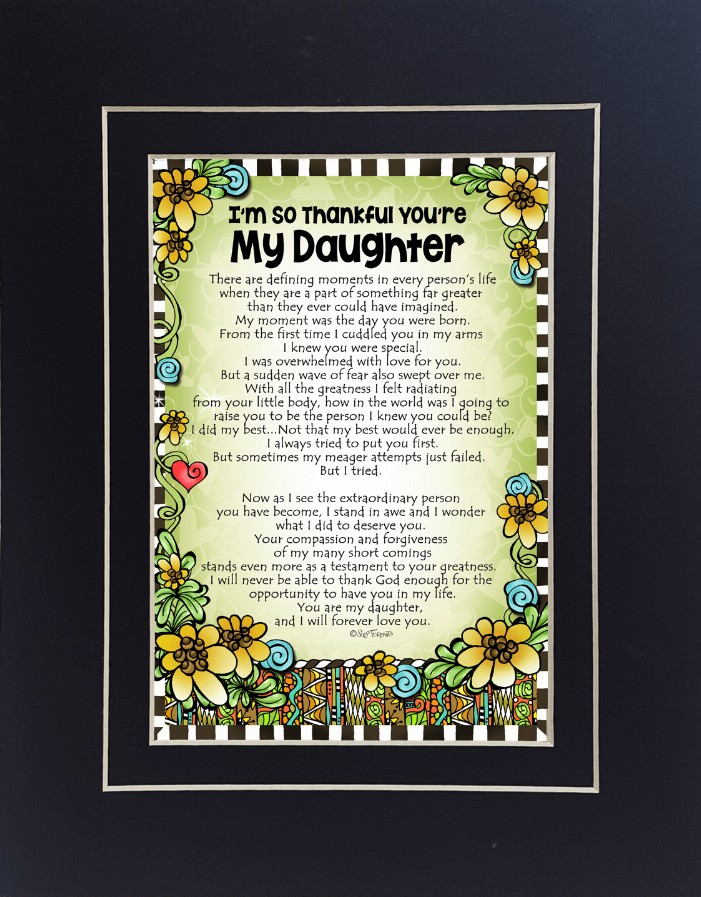 Family Themed Gifty Art - 8" x 10"BlackI'm So Thankful You're My Daughter