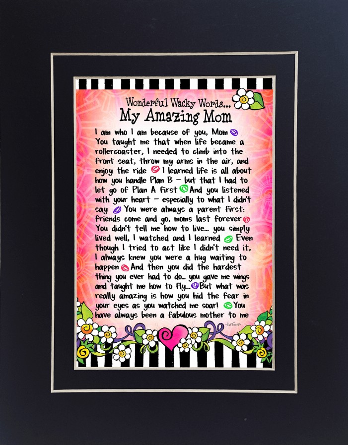 Mom Themed Gifty Art - 8" x 10"BlackMy Amazing Mom