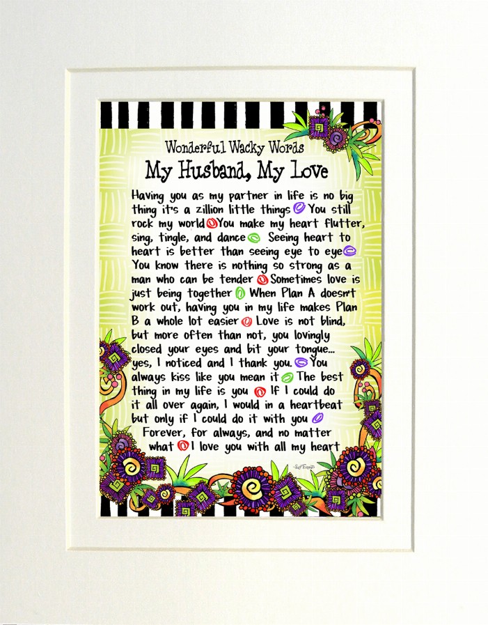 Relationship Themed Gifty Art - 8" x 10"WhiteMy Husband, My Love