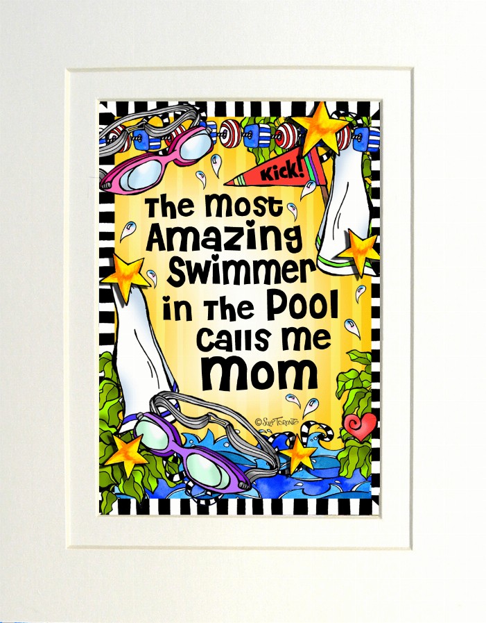 Swim Team Mom/Grandma Themed Gifty Art - 8" x 10"WhiteSwim Team_MOM (SFM)