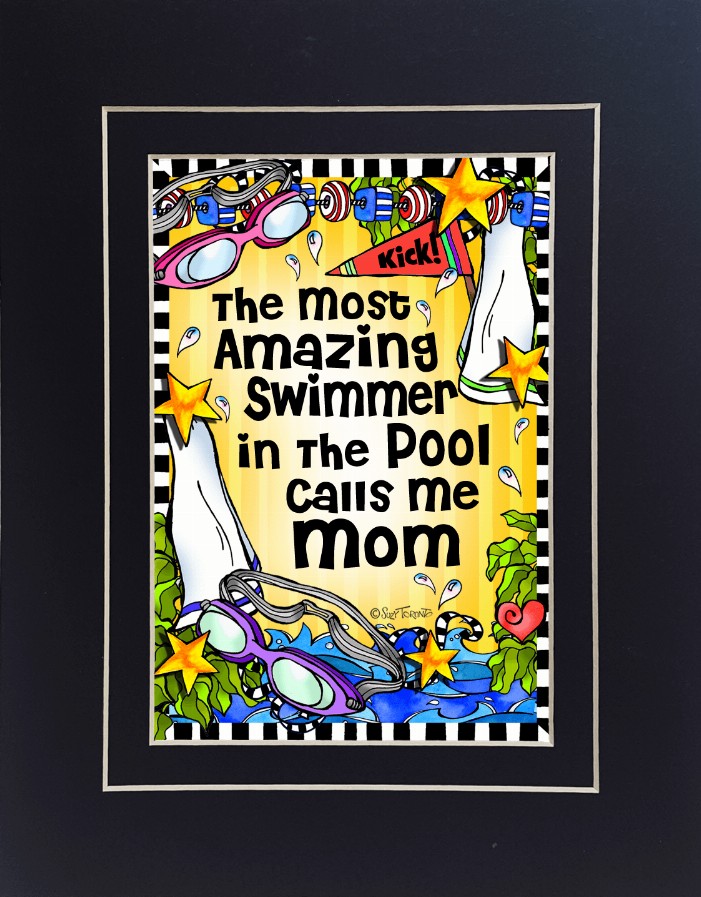 Swim Team Mom/Grandma Themed Gifty Art - 8" x 10"BlackSwim Team_MOM (SFM)