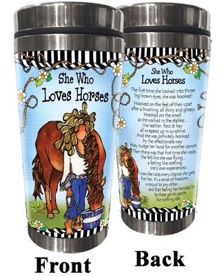 Wacky Stainless Steel Tumbler -  Loves Horses