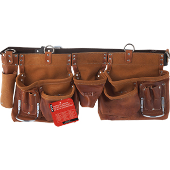 JS - Carpenter's Apron - Oil Tanned Split Leather - Leather Belt - 11 pocket