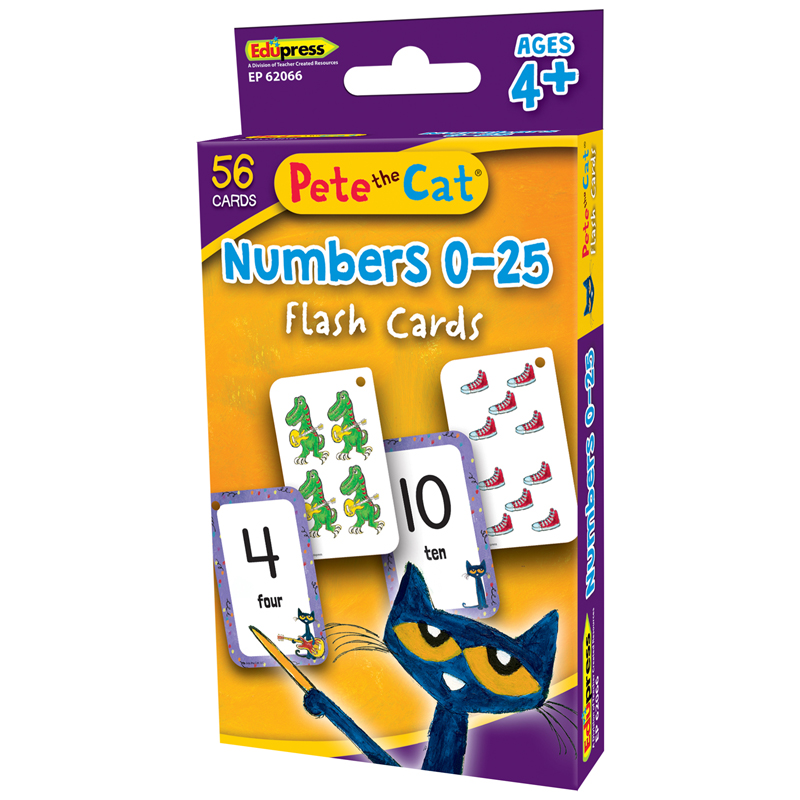 Pete the Cat Numbers 0-25 Flash Cards