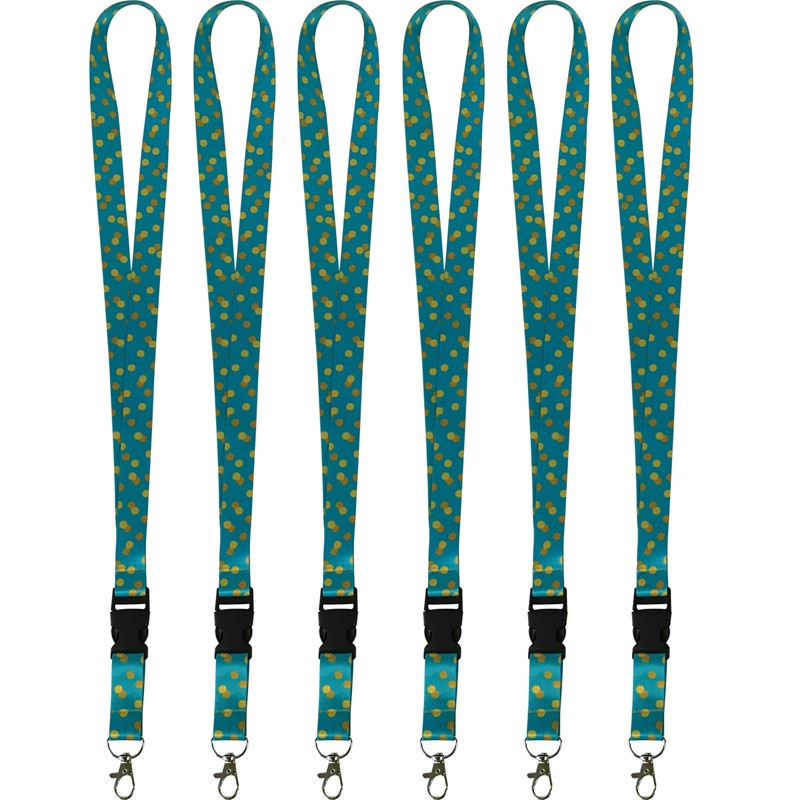 Teal Confetti Lanyard, Pack of 6