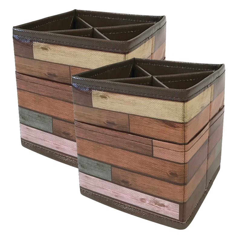 Reclaimed Wood Design Desktop Organizer, Pack of 2