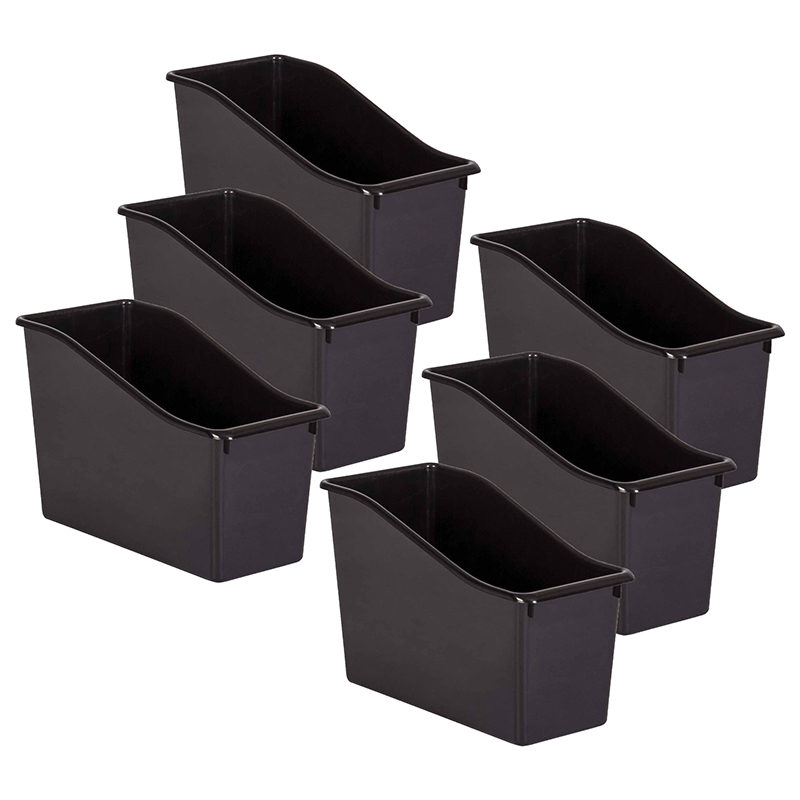 Black Plastic Book Bin, Pack of 6