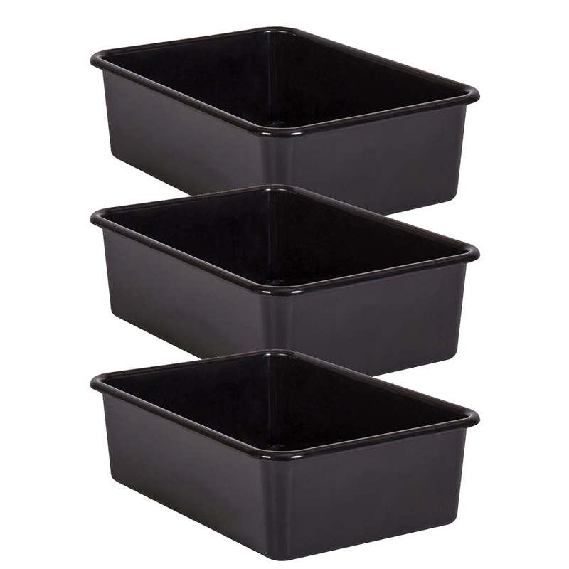 Black Large Plastic Storage Bin, Pack of 3