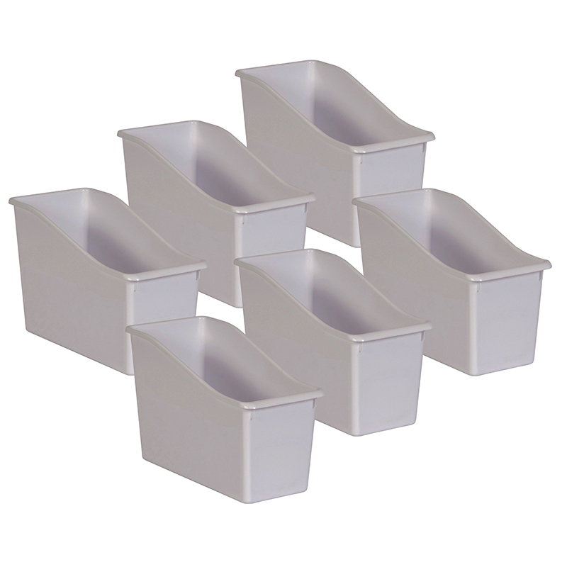 White Plastic Book Bin, Pack of 6