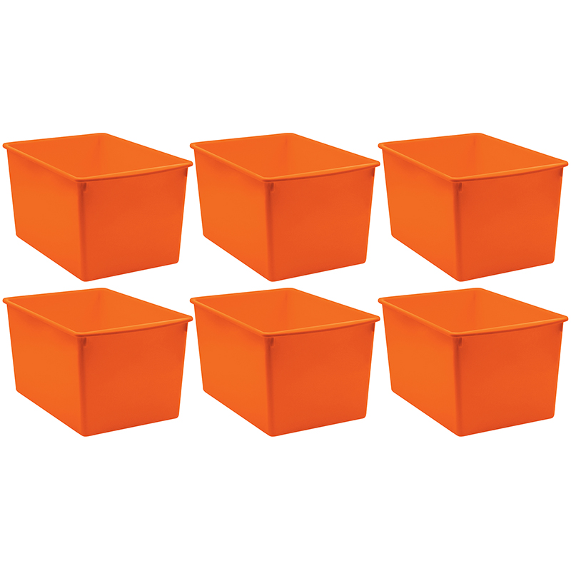 Plastic Multi-Purpose Bin, Orange, Pack of 6