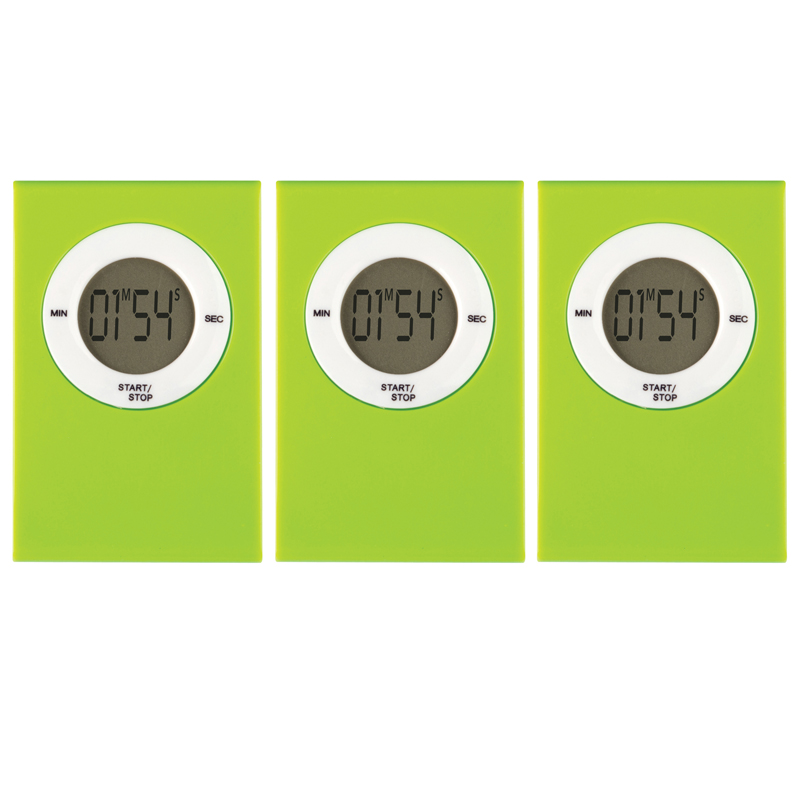 Magnetic Digital Timer, Lime, Pack of 3