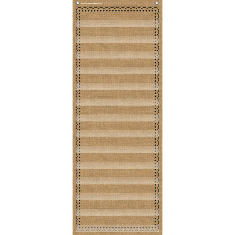 14-Pocket Pocket Chart, Burlap Design, 13" x 34"