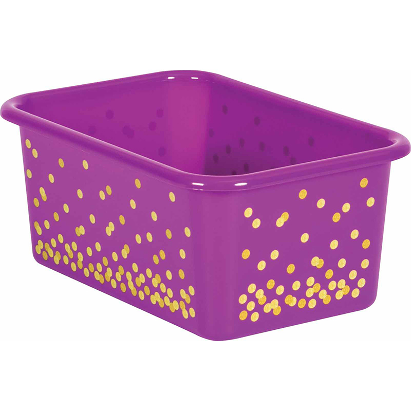 Purple Confetti Small Plastic Storage Bin