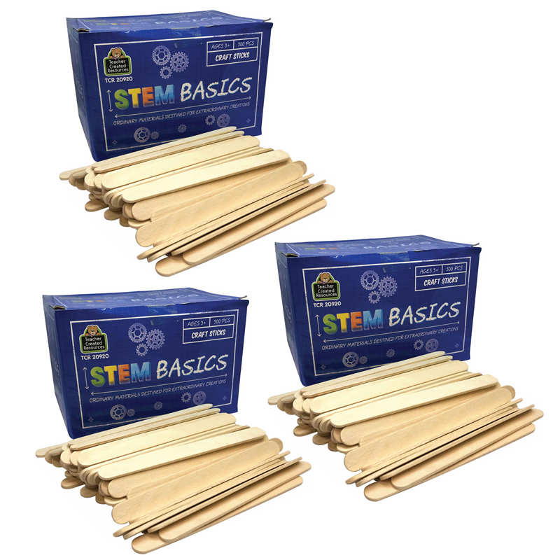 STEM Basics: Craft Sticks, 500 Per Pack, 3 Packs